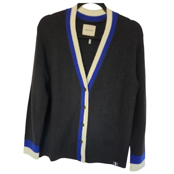 Court and Rowe Cardigan Knit Wool Blend Black Blue Quiet Luxury Minimalist S - Picture 2 of 10